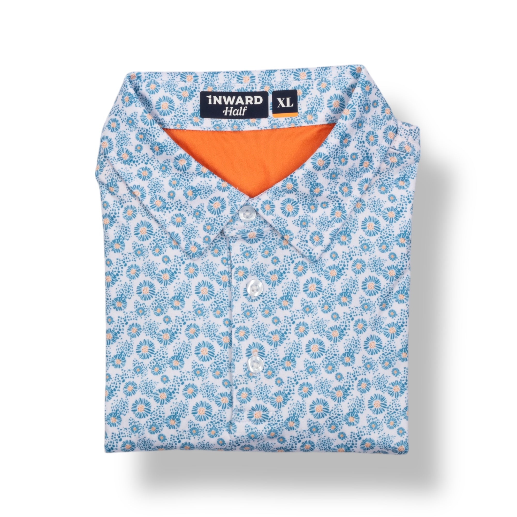 The Junior April Flowers Pattern Performance Polo – Inward Half